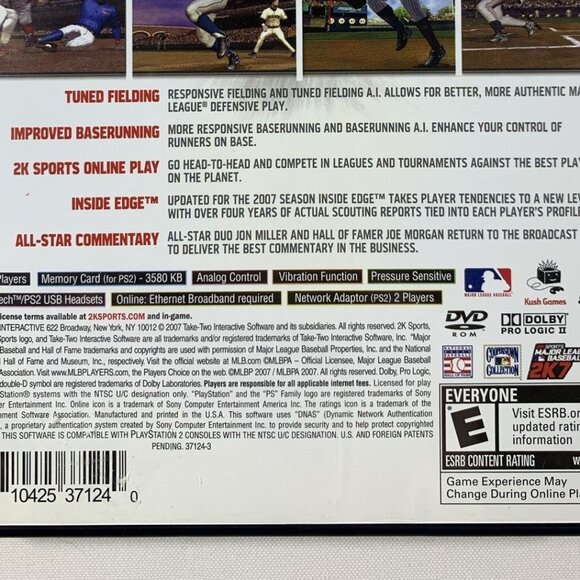 PlayStation 2 Major League Baseball 2K7 Video Game Case no Manual Tested - Picture 5 of 5